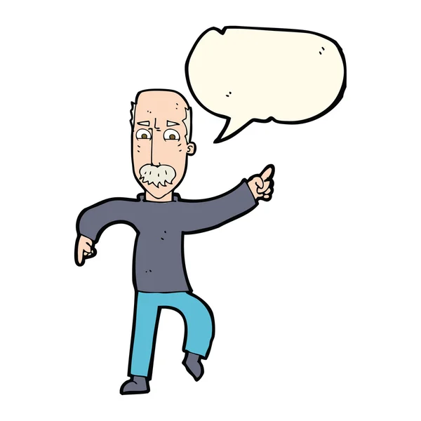Hombre viejo enojado de dibujos animados con burbuja de habla — Vector de stock