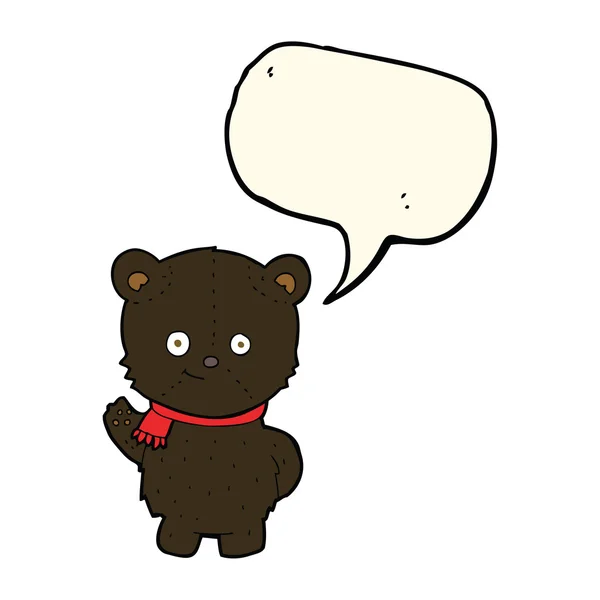 연설 거품과 귀여운 만화 블랙 곰 — 스톡 벡터