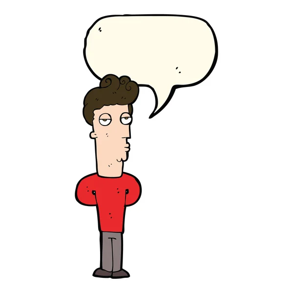 Hombre aburrido de dibujos animados con burbuja de habla — Vector de stock