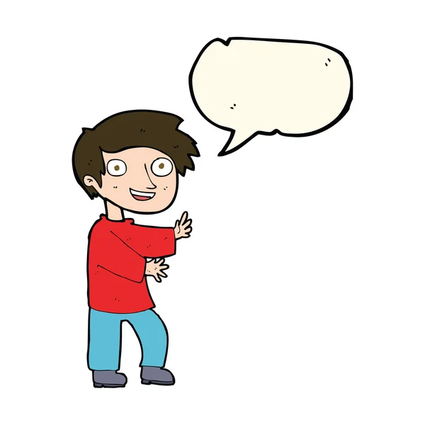 Dibujos animados niño emocionado con burbuja del habla — Vector de stock