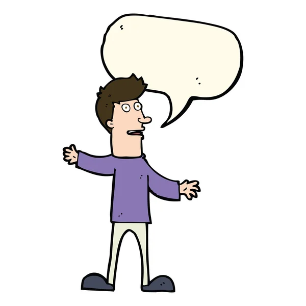 Cartoon surprised man with speech bubble — Stock Vector