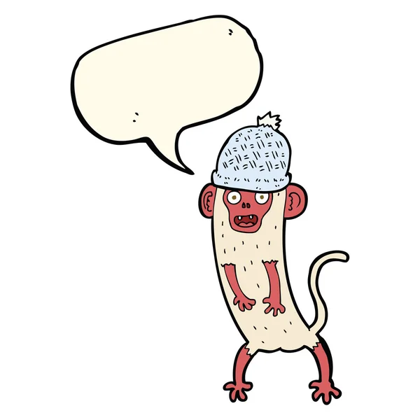 Cartoon gekke aap met spraakbel — Stockvector