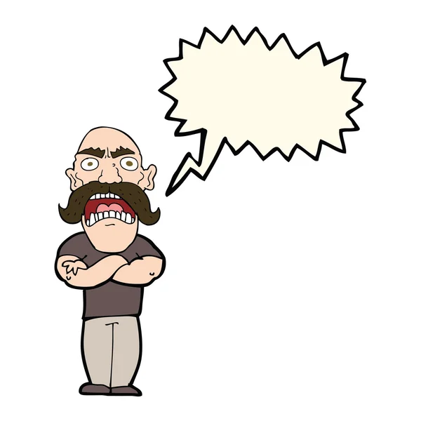 Kreslený naštvaný muž s bublinou řeči — Stockový vektor