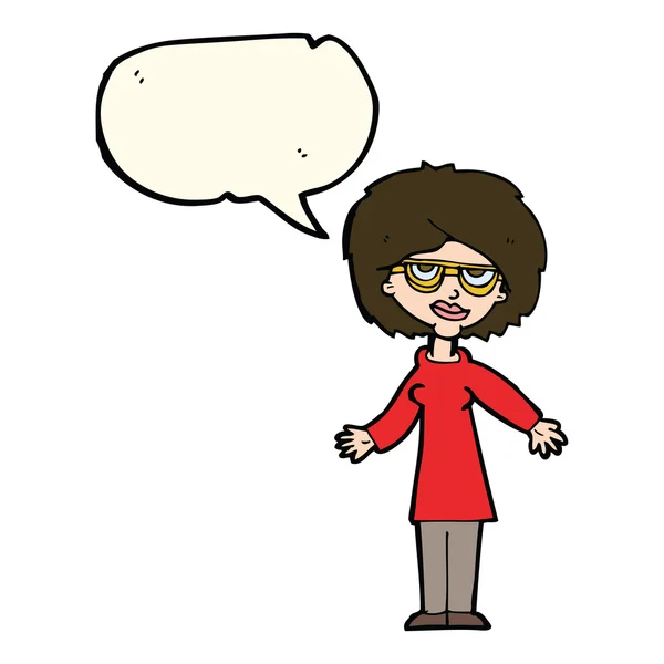 Mujer de dibujos animados con gafas con burbuja del habla — Archivo Imágenes Vectoriales