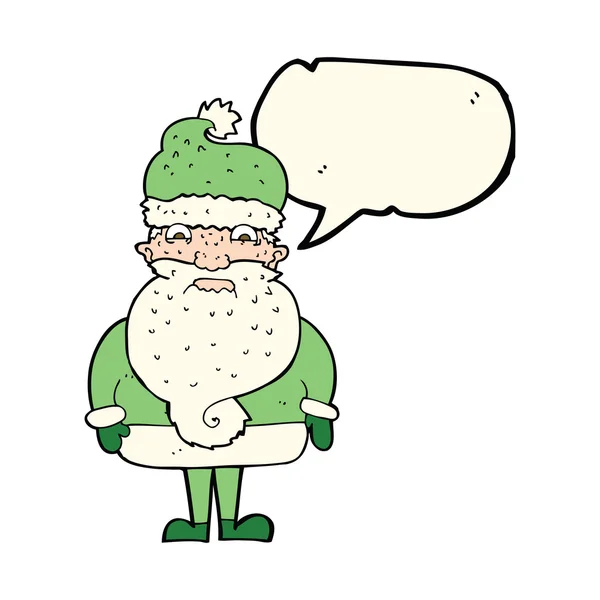 Cartoon chagrijnig Kerstman met tekstballon — Stockvector