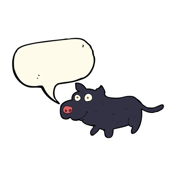 Karikatur glücklicher kleiner Hund mit Sprechblase — Stockvektor
