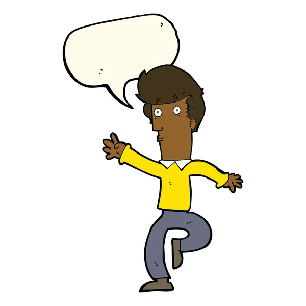 Dibujos animados corriendo hombre con la burbuja del habla — Archivo Imágenes Vectoriales