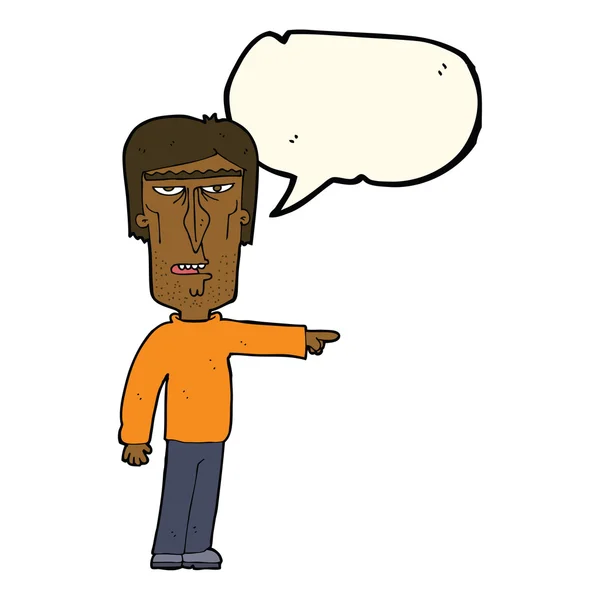 Cartoon pointing man with speech bubble — Stock Vector