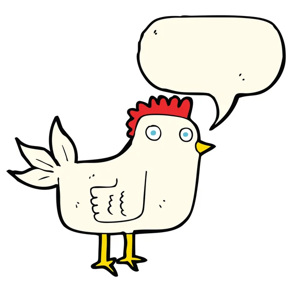 Ayam kartun dengan gelembung ucapan - Stok Vektor