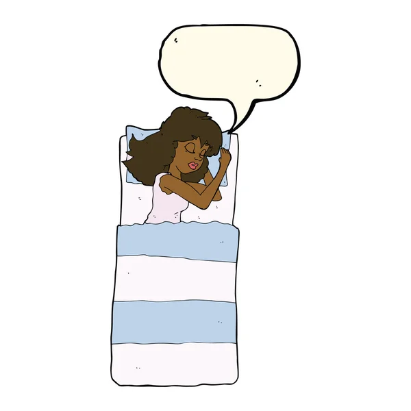 Cartoon sleeping woman with speech bubble — Stock Vector