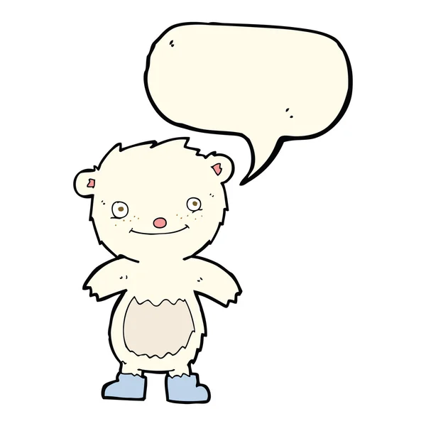 Karikatura lední medvídek nosit boty s balónem — Stockový vektor