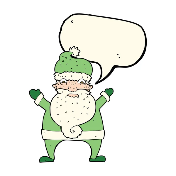 Cartone animato stressato Babbo Natale con bolla discorso — Vettoriale Stock