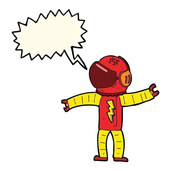 Astronauta cartone animato con bolla vocale — Vettoriale Stock