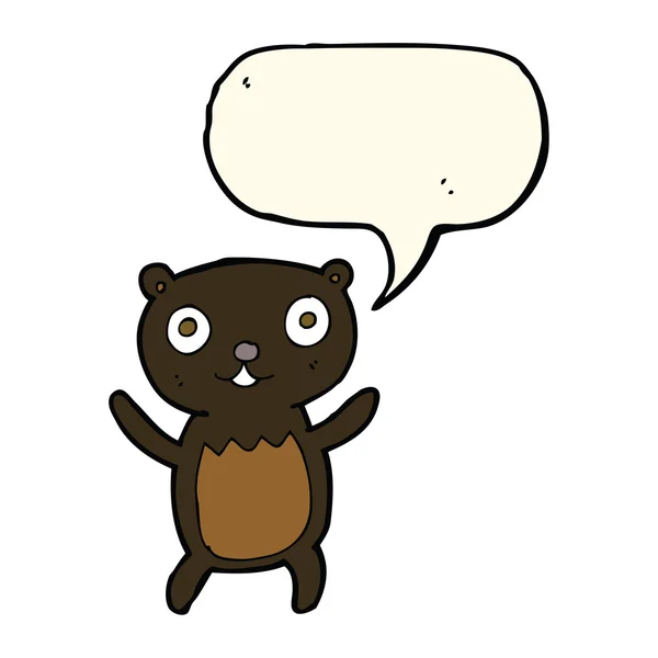 Cartoon zwarte beer cub met tekstballon — Stockvector