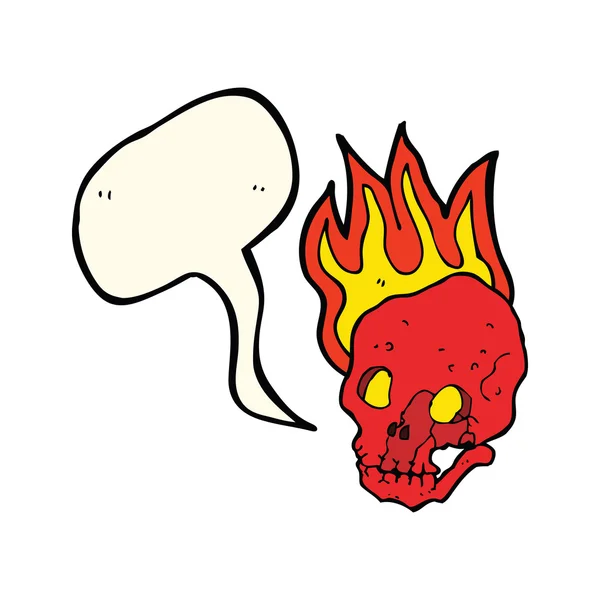 Cartoon flaming skull med pratbubblan — Stock vektor