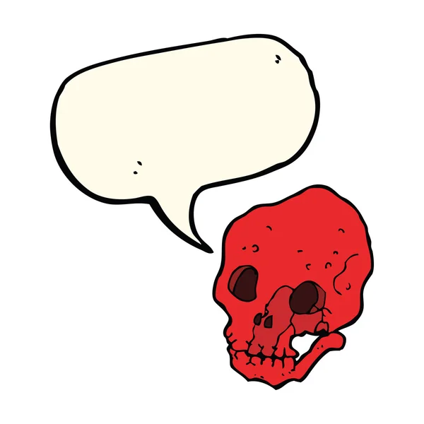 Calavera espeluznante de dibujos animados con burbuja del habla — Vector de stock