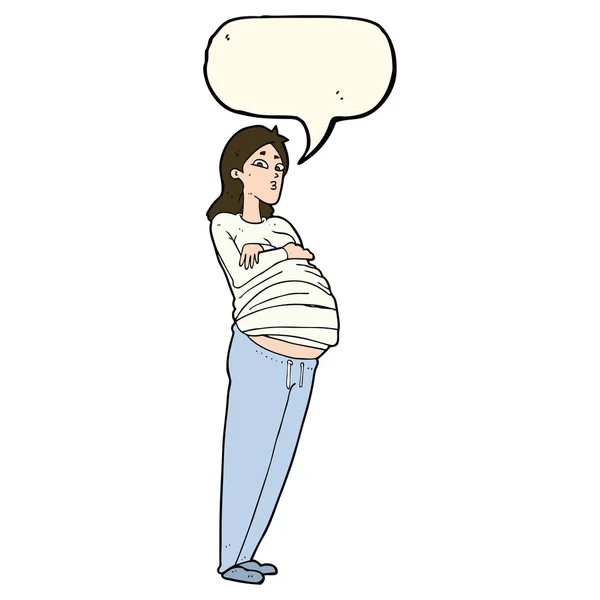 Cartoon pregnant woman with speech bubble — Stock Vector