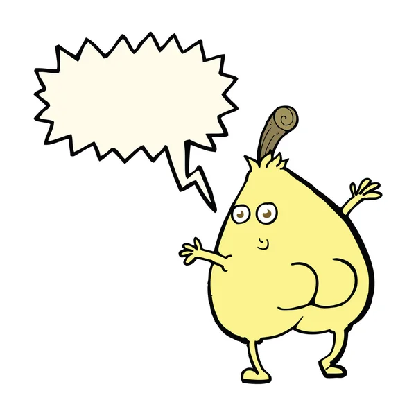 A nice pear cartoon with speech bubble — Stock Vector