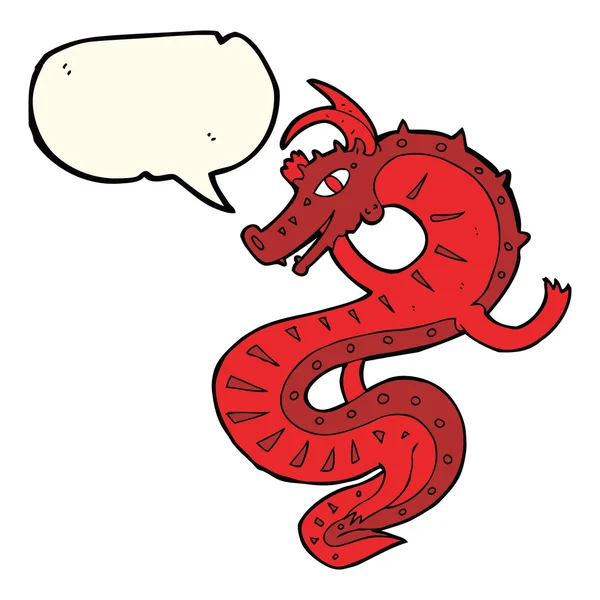 Dibujos animados de dragón saxon con burbuja de habla — Archivo Imágenes Vectoriales