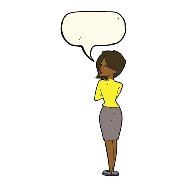 Cartoon zakenvrouw negeren met spraakbel — Stockvector
