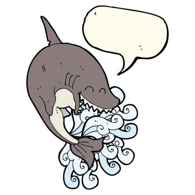 Konuşma baloncuklu çizgi film köpekbalığı