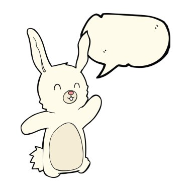 Konuşma balonlu mutlu tavşan çizgi filmi