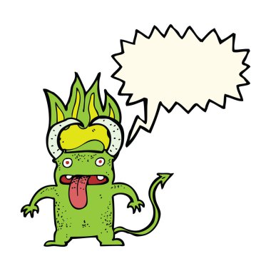 Konuşma baloncuklu küçük şeytan.