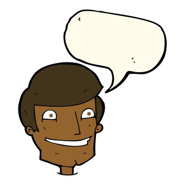 Çizgi filmdeki sırıtan adam konuşma balonuyla