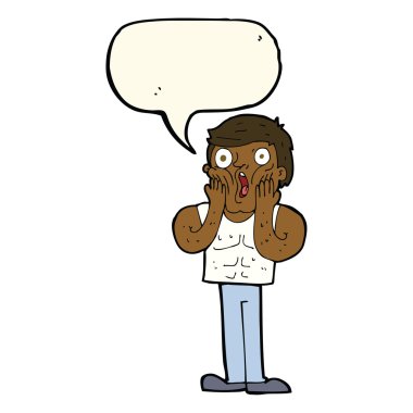 karikatür şok edici konuşma balonuyla jimnastikçi