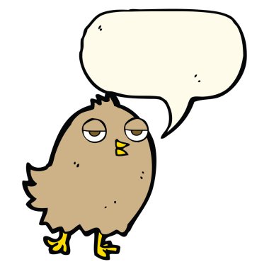 Konuşma baloncuklu komik çizgi film kuşu