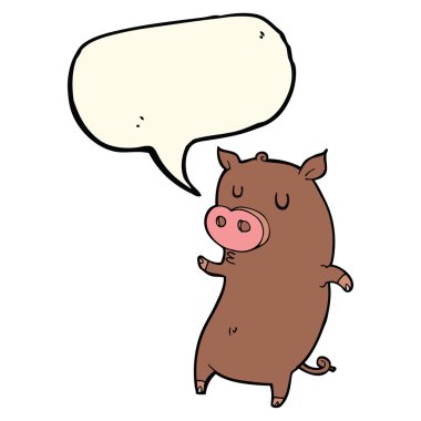 Konuşma balonlu komik domuz.