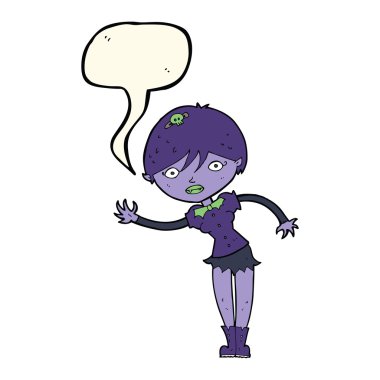 Konuşma baloncuğu olan vampir kız.