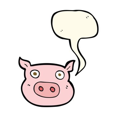 Konuşma balonlu domuz suratlı çizgi film.