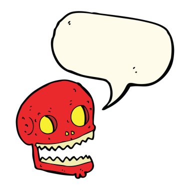 Konuşma baloncuklu garip kafatası