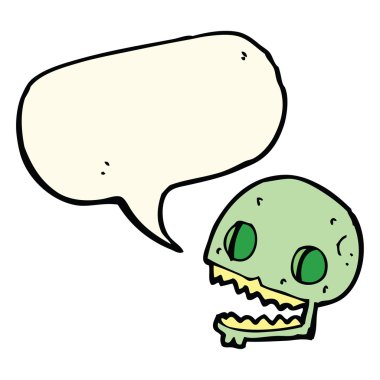 Konuşma baloncuklu garip kafatası