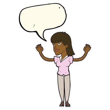 çizgi film kadın el konuşma balonu ile hava atma