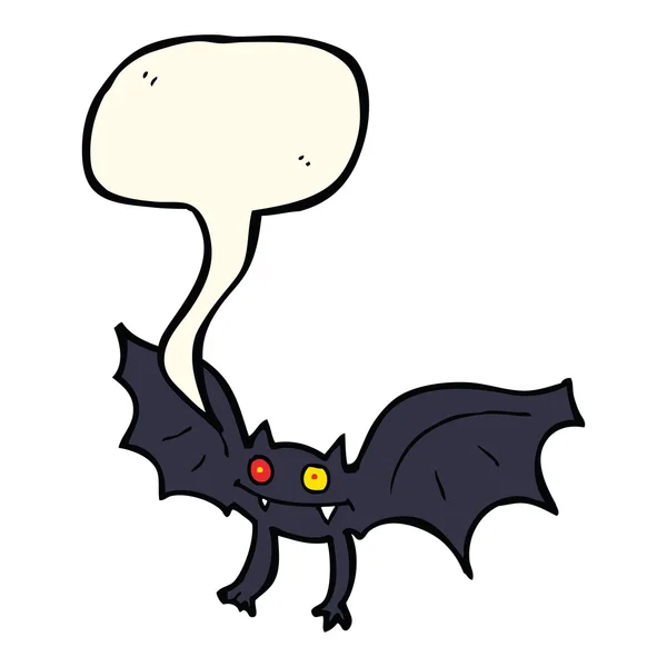 Morcego vampiro dos desenhos animados com bolha de fala — Vetor de Stock