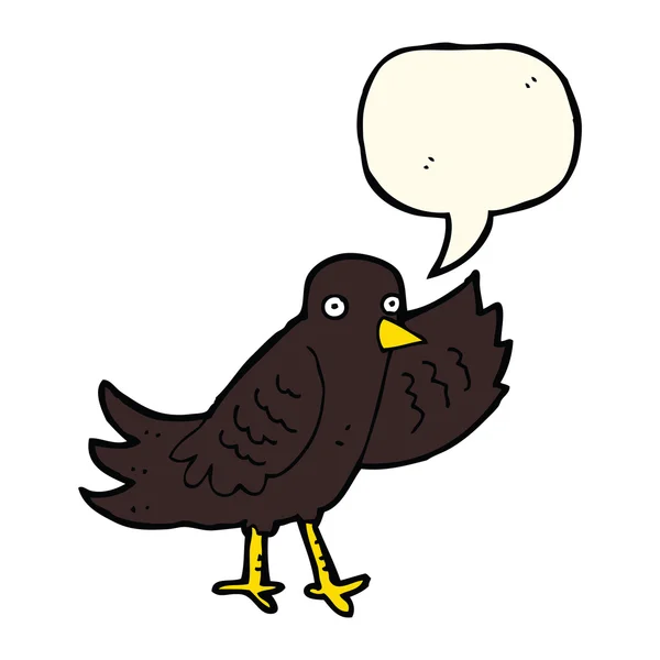 Dessin animé agitant oiseau avec bulle de parole — Image vectorielle