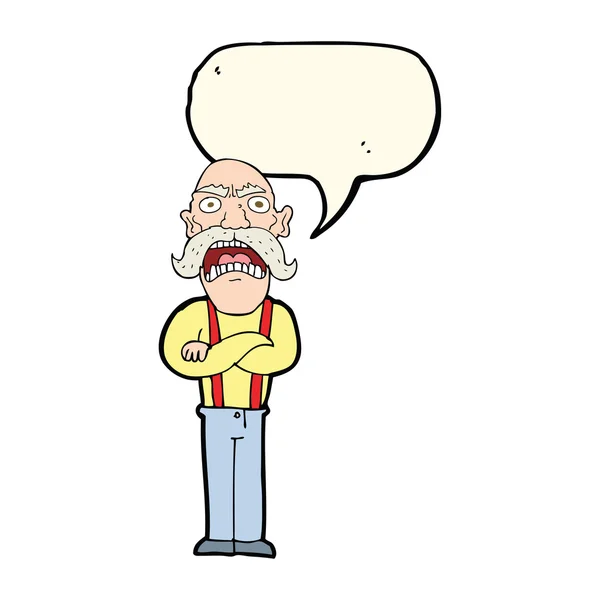 Cartoon shocked old man with speech bubble — Stock Vector