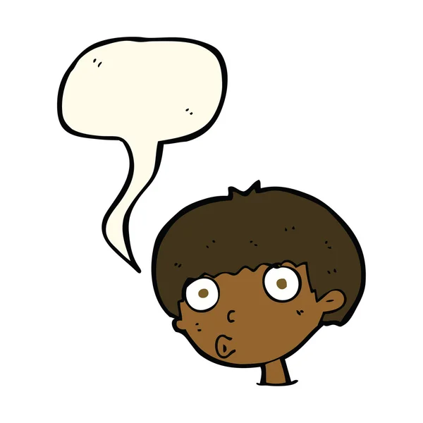 Karikatur überrascht Jungen mit Sprechblase — Stockvektor