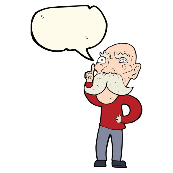 Karikatur nervt alten Mann mit Sprechblase — Stockvektor