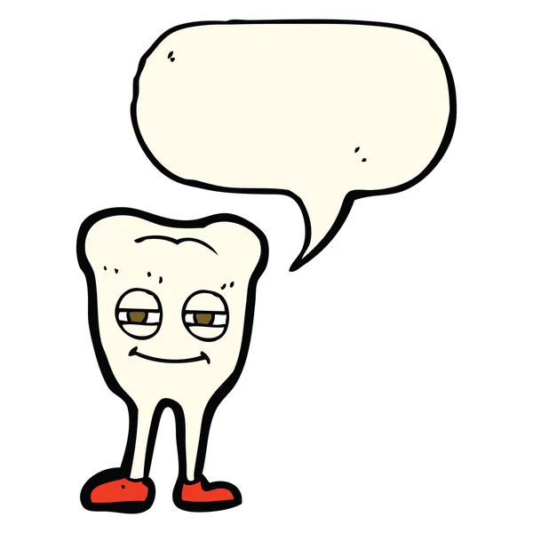 Kreslený úsměv zub s bublinou řeči — Stockový vektor