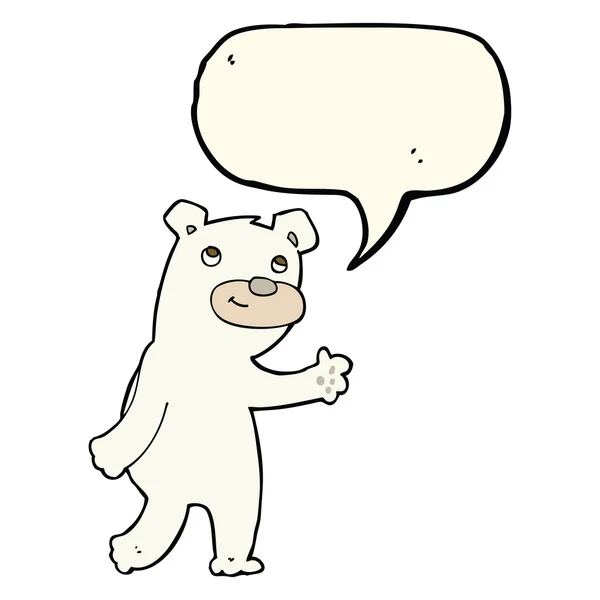 Χαριτωμένο κινούμενα πολική αρκούδα με το συννεφάκι λόγου — Διανυσματικό Αρχείο