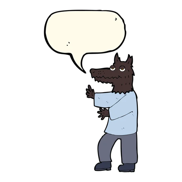 Loup-garou dessin animé avec bulle de parole — Image vectorielle