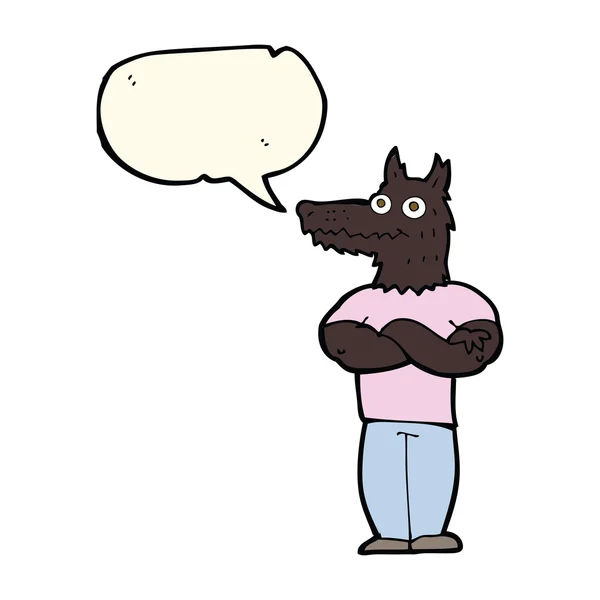 Cartoon werewolf with speech bubble — Stock Vector