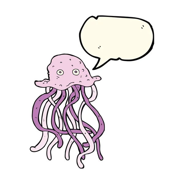 Kreslená chobotnice s bublinou řeči — Stockový vektor