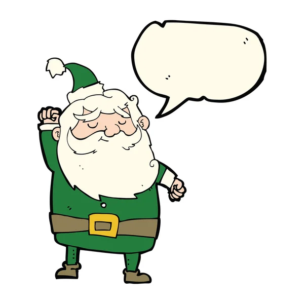 Dessin animé père Noël claus poinçonnage air avec bulle de parole — Image vectorielle