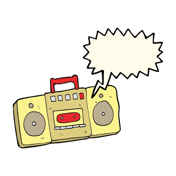 Tecknad radio kassett spelare med tal bubbla — Stock vektor