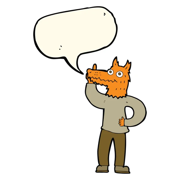 Dessin animé renard homme avec idée avec bulle de parole — Image vectorielle