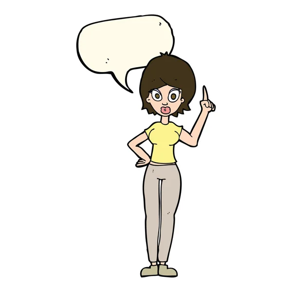 Mujer de dibujos animados explicando su punto con la burbuja del habla — Archivo Imágenes Vectoriales